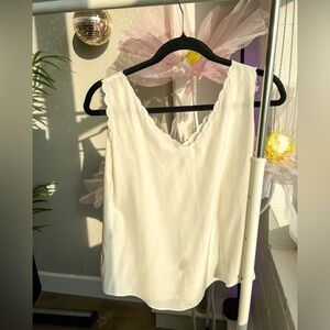 Tailored by Rebecca Taylor White Scallop Camisole Size SMALL